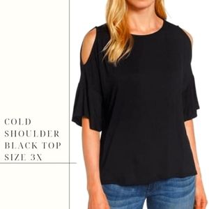 Black Cut-out Shoulder Top